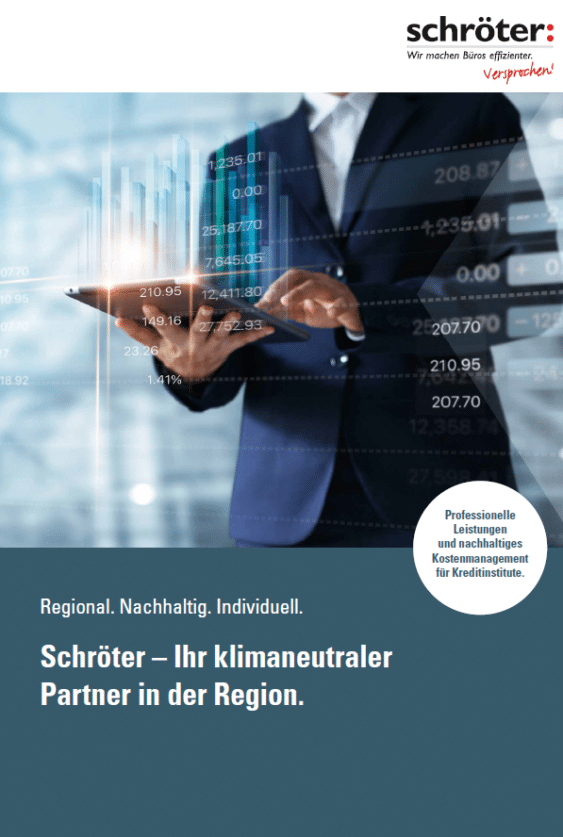 Person mit Tablet und digitalen Grafiken, Schröter GmbH - Ihr klimaneutraler Partner für effiziente Beschaffungsprozesse.
